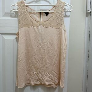 Club Monaco Light Peach airy scallops trim sleeveless sheer tank top size S